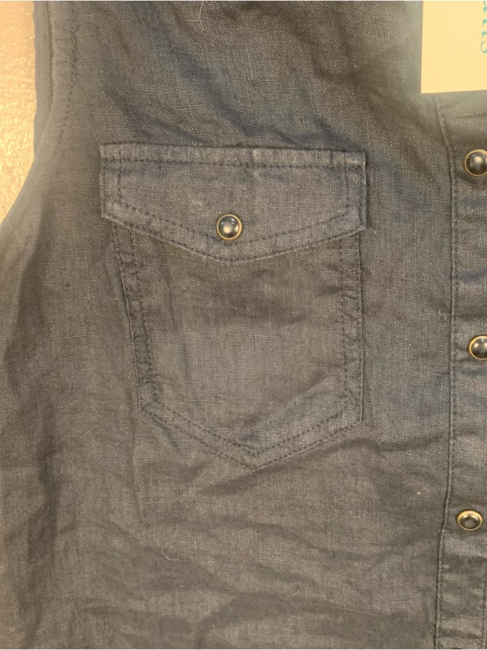 Sundance 100% Linen Button Snap Front Tank Top Shirt - Picture 4 of 10